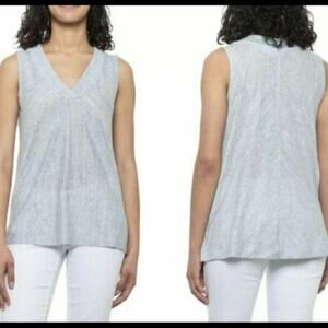 Sigrid Olsen Linen Striped Sleeveless Top M